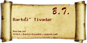 Barkó Tivadar névjegykártya